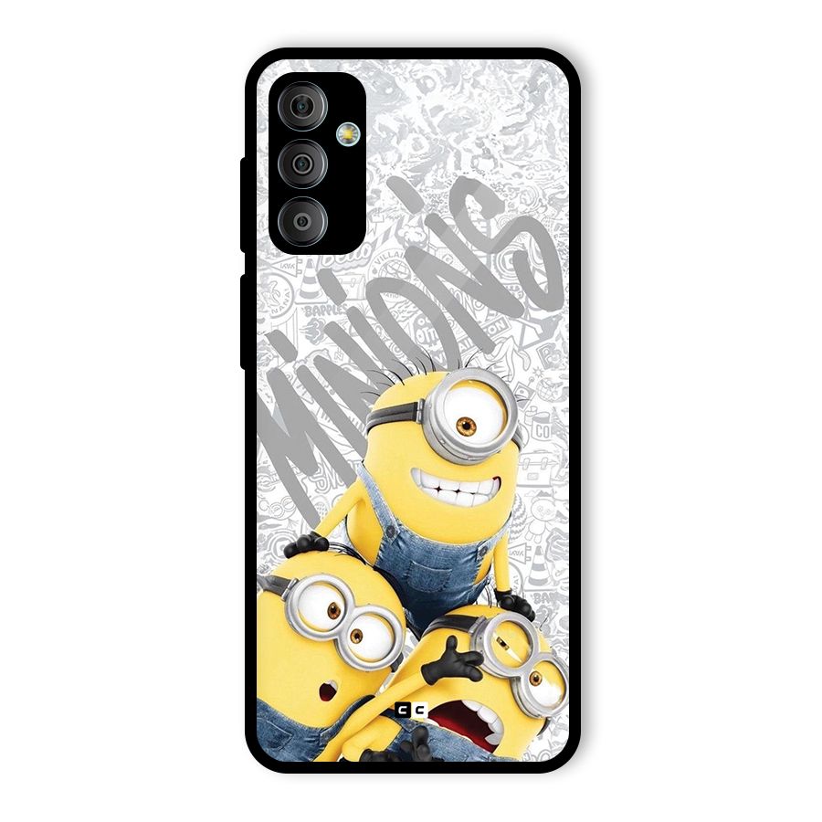 Minions Typo Glass Back Case for Galaxy F23