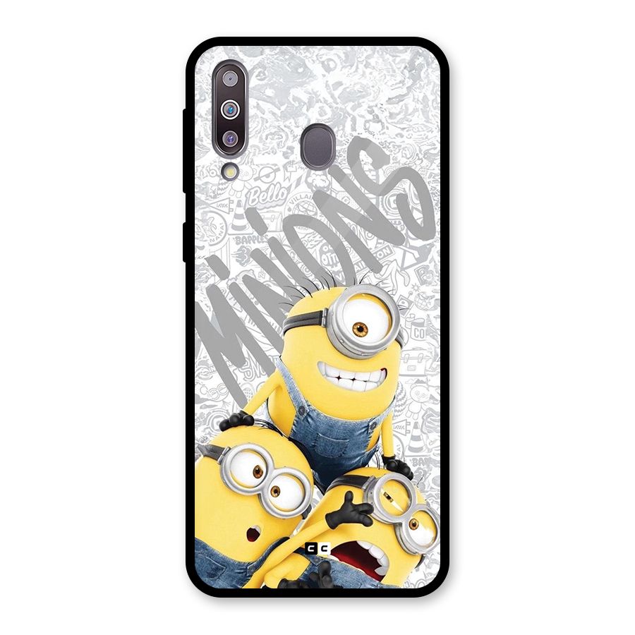 Minions Typo Glass Back Case for Galaxy M30