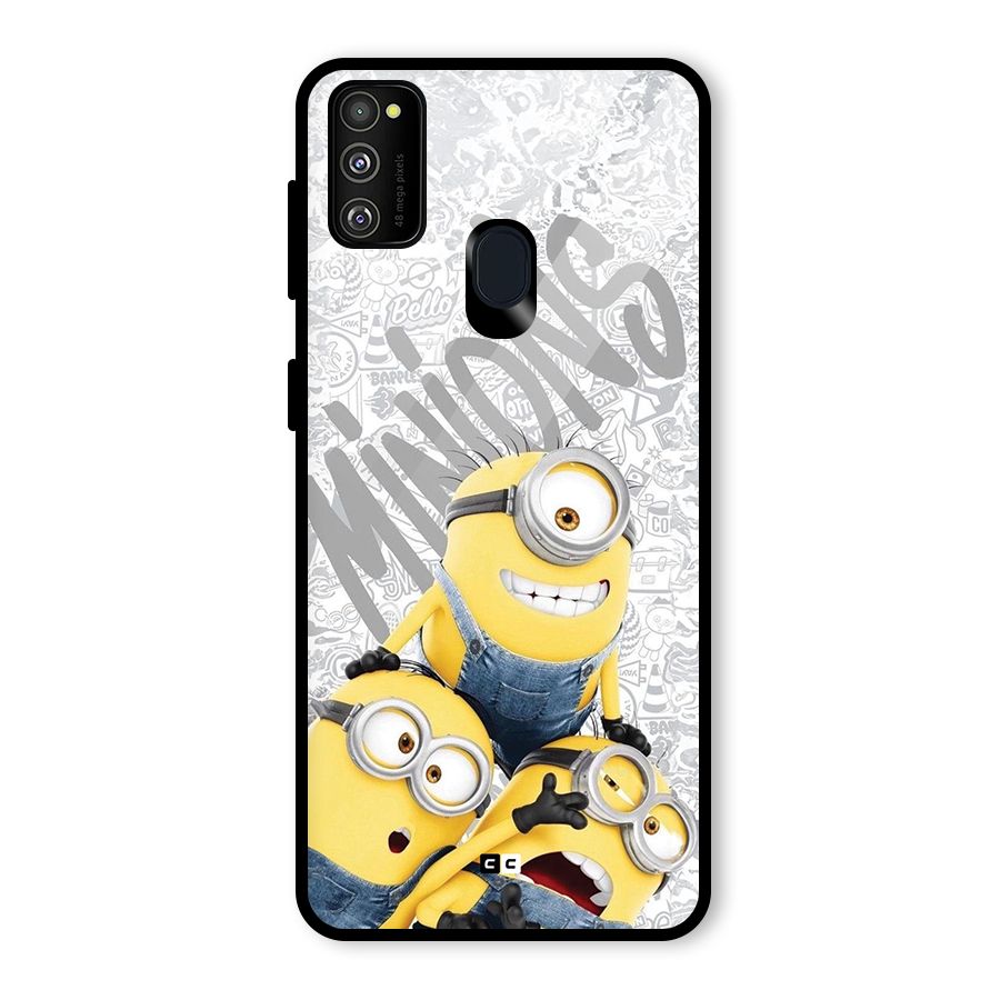 Minions Typo Glass Back Case for Galaxy M30s