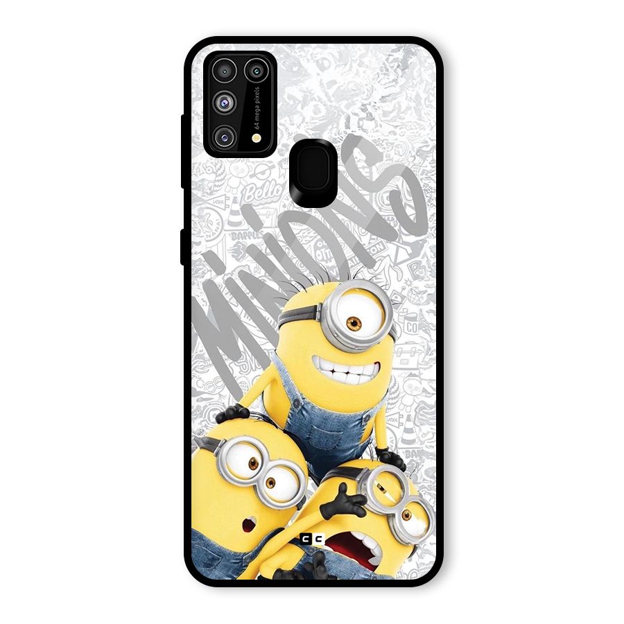 Minions Typo Glass Back Case for Galaxy M31