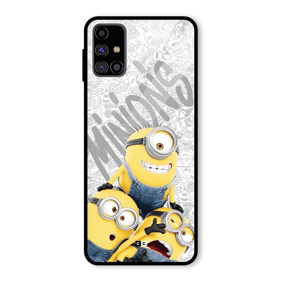 Minions Typo Glass Back Case for Galaxy M31s