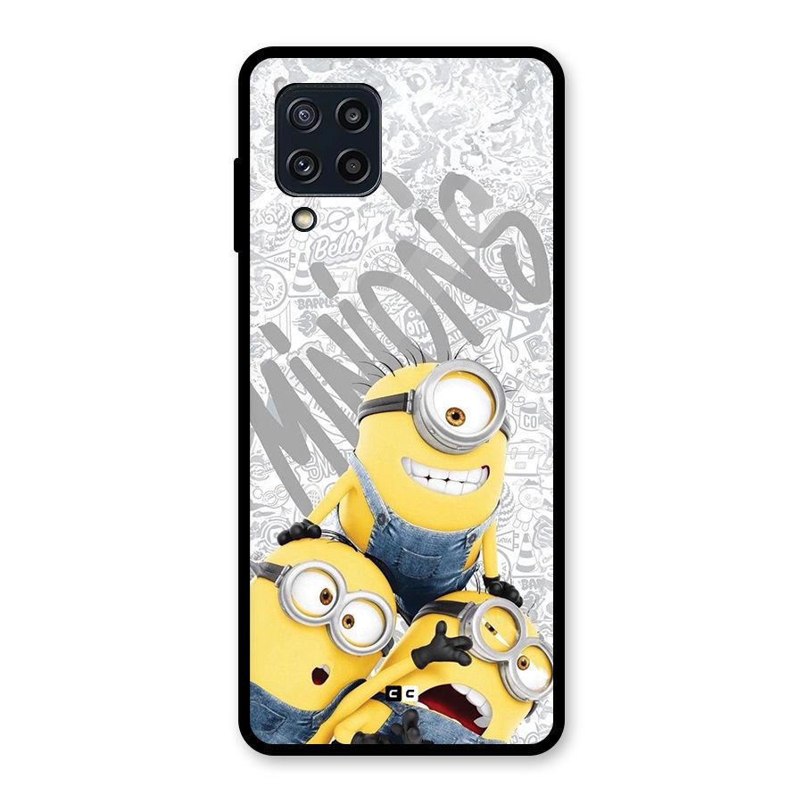 Minions Typo Glass Back Case for Galaxy M32