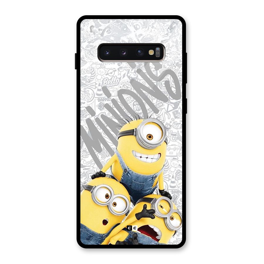 Minions Typo Glass Back Case for Galaxy S10 Plus