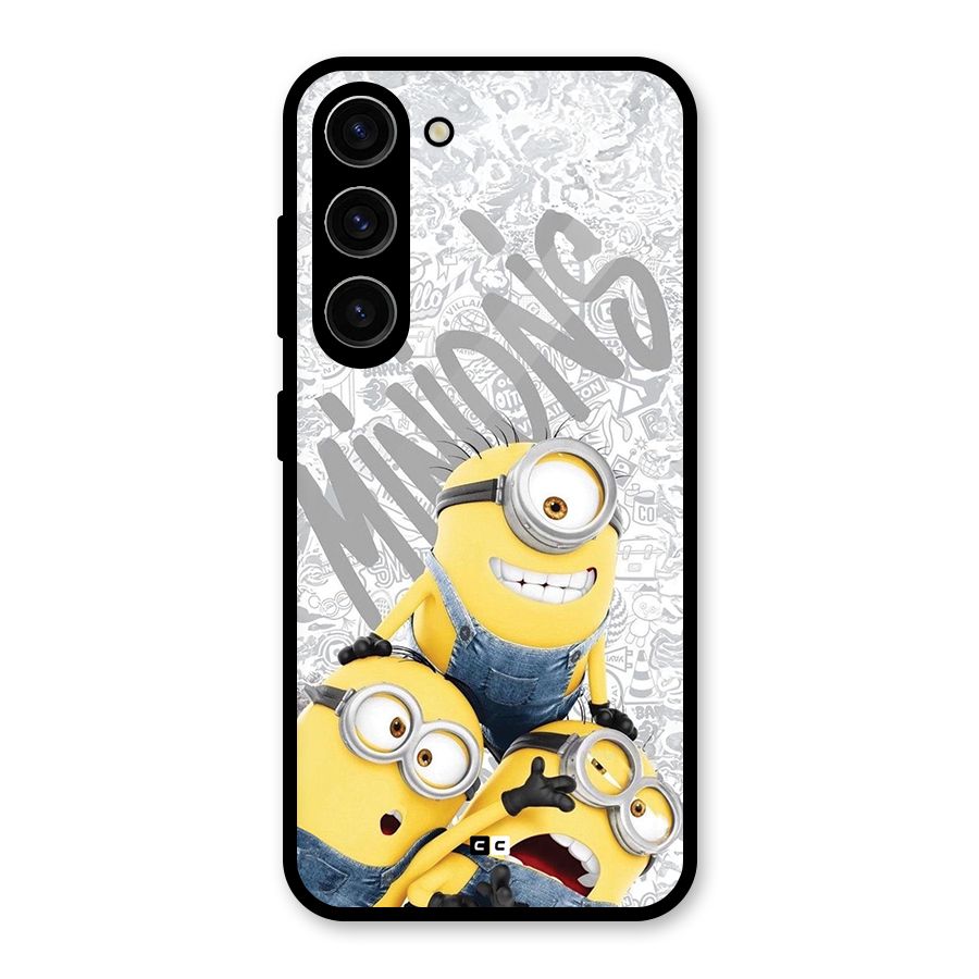 Minions Typo Glass Back Case for Galaxy S23