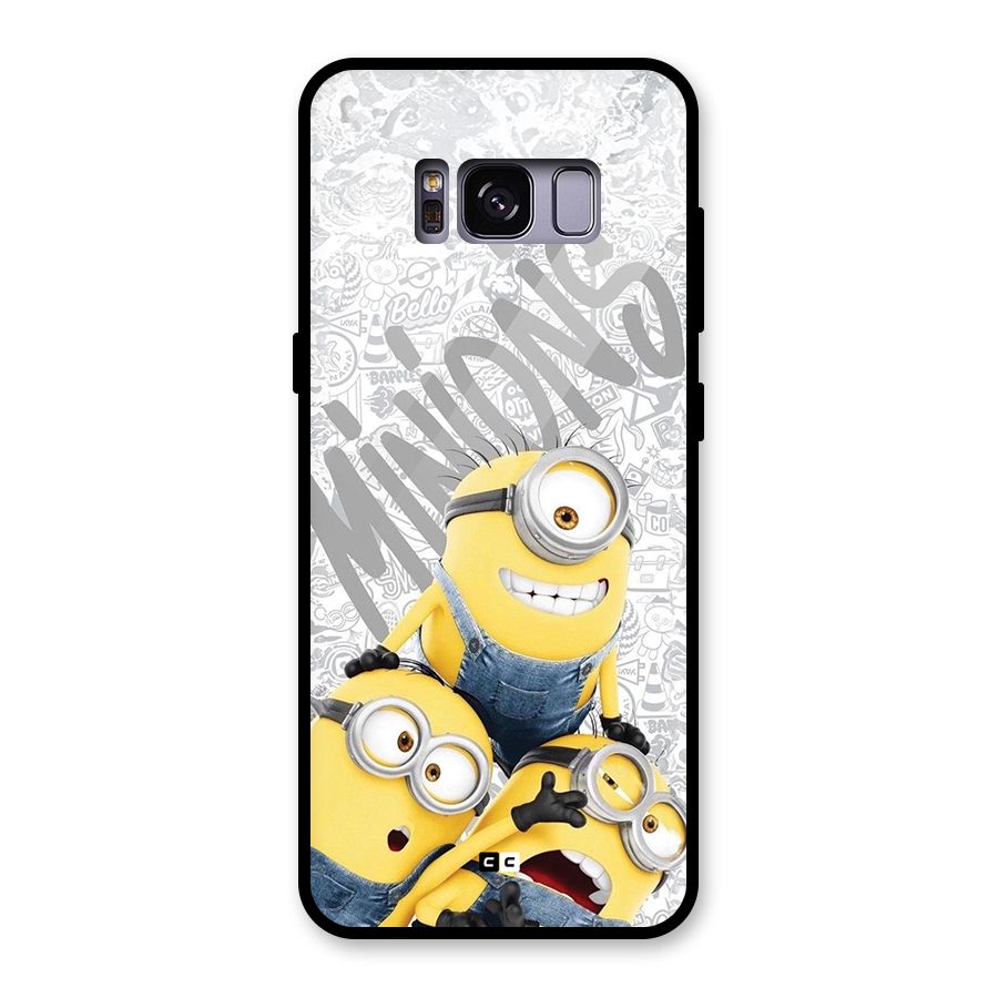 Minions Typo Glass Back Case for Galaxy S8