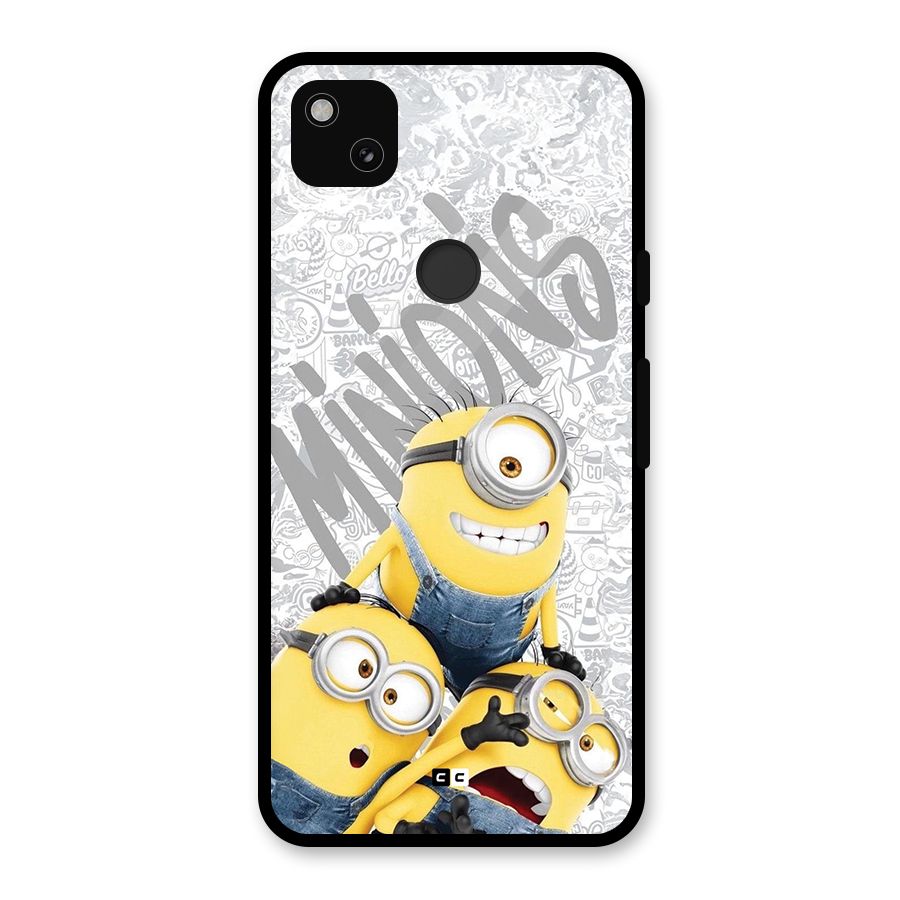 Minions Typo Glass Back Case for Google Pixel 4a