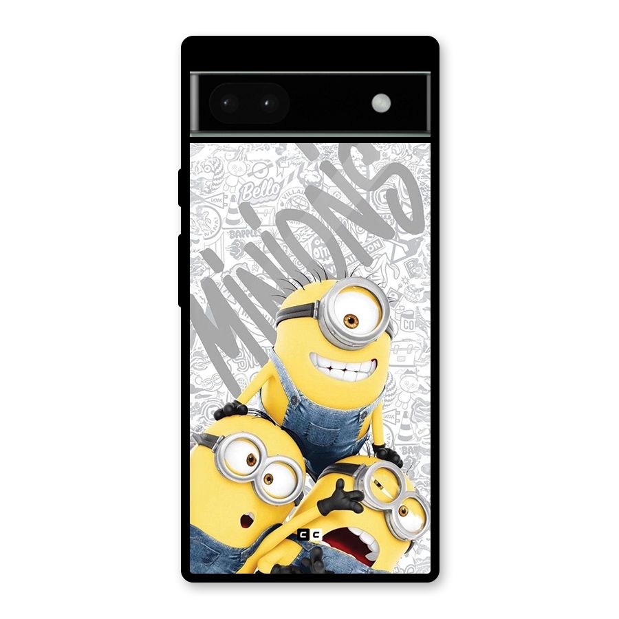 Minions Typo Glass Back Case for Google Pixel 6a