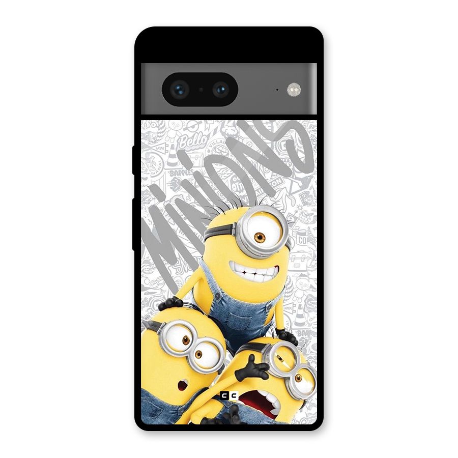 Minions Typo Glass Back Case for Google Pixel 7