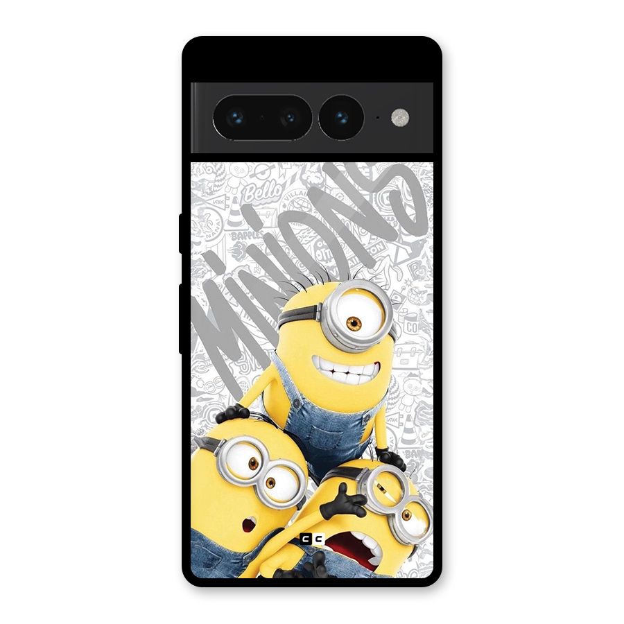 Minions Typo Glass Back Case for Google Pixel 7 Pro