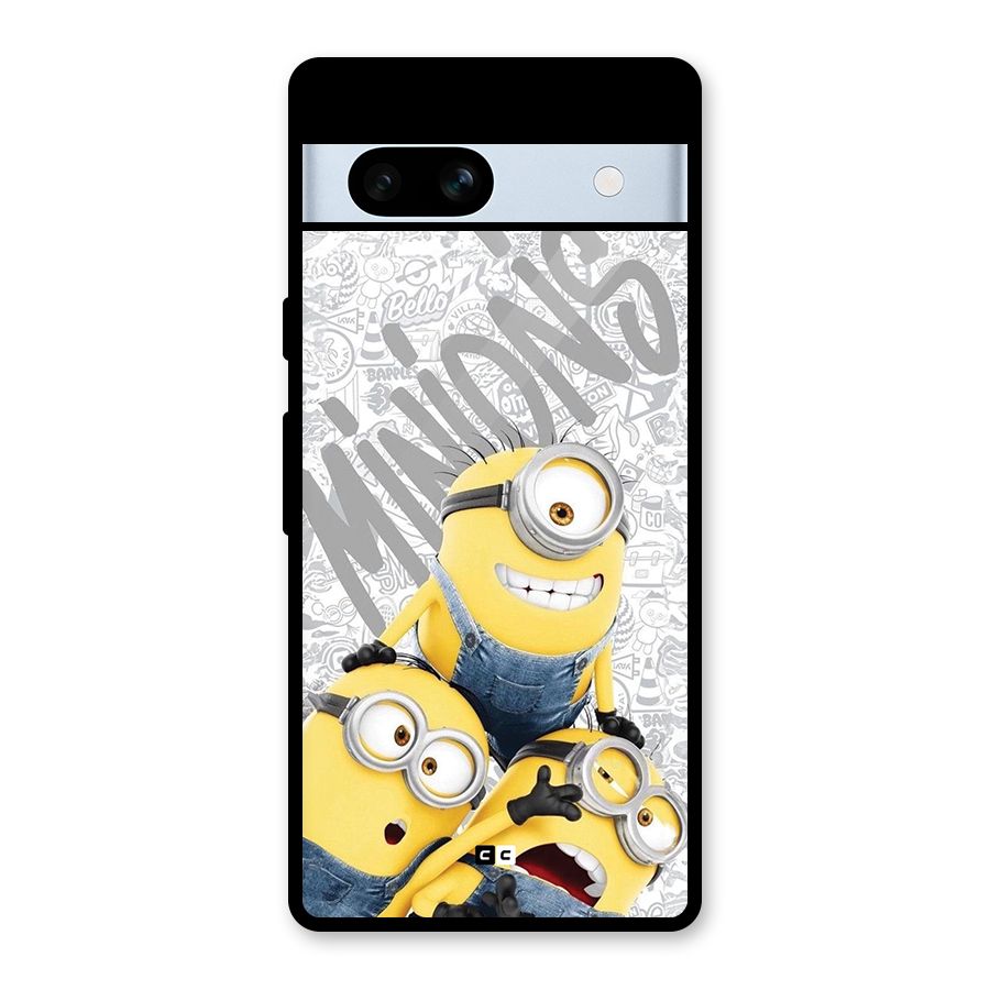 Minions Typo Glass Back Case for Google Pixel 7a