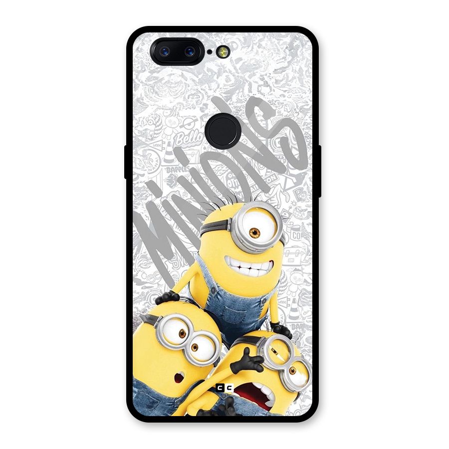 Minions Typo Glass Back Case for OnePlus 5T