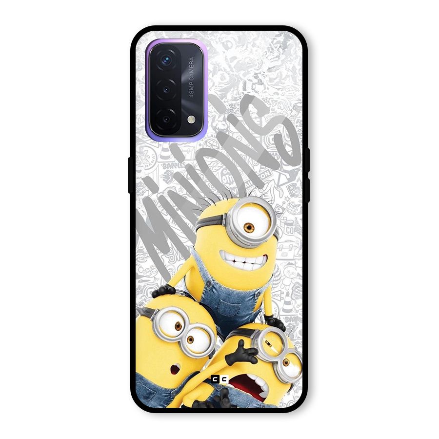 Minions Typo Glass Back Case for Oppo A74 5G