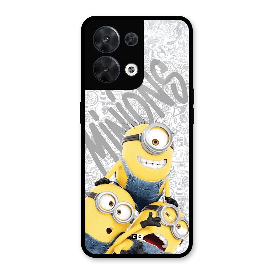 Minions Typo Glass Back Case for Oppo Reno8 5G