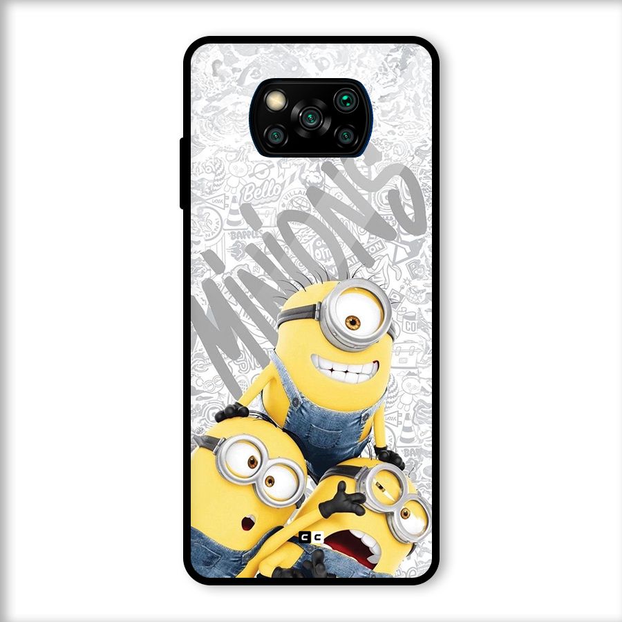 Minions Typo Glass Back Case for Poco X3