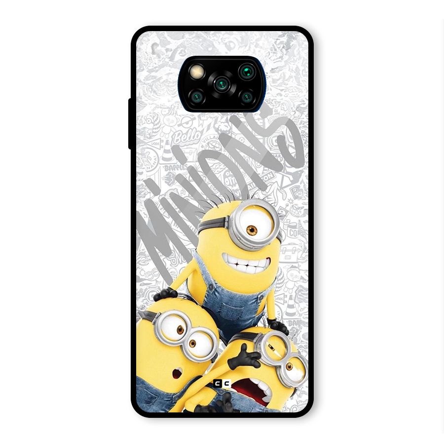 Minions Typo Glass Back Case for Poco X3 Pro