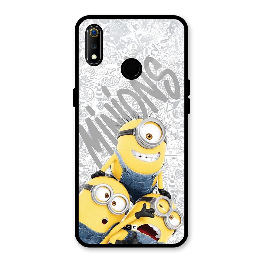 Minions Typo Glass Back Case for Realme 3i