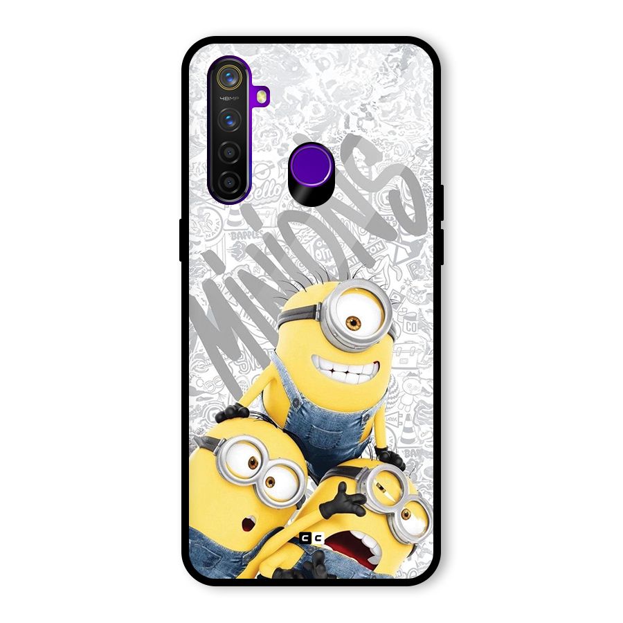Minions Typo Glass Back Case for Realme 5 Pro