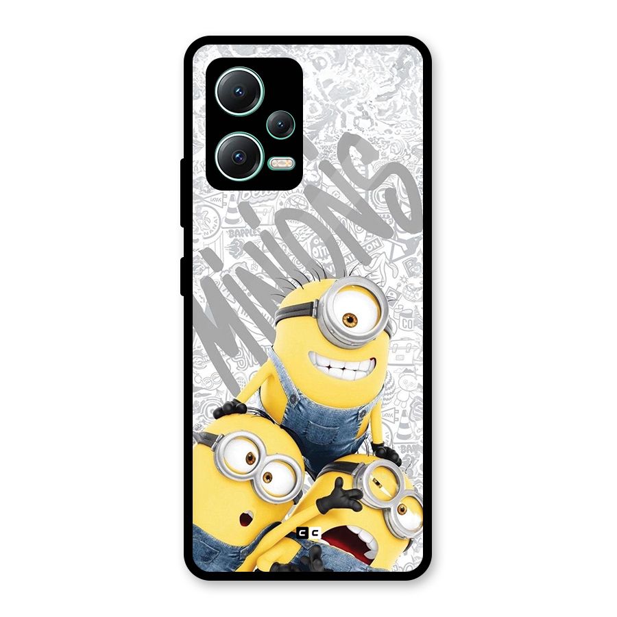 Minions Typo Glass Back Case for Redmi Note 12 5G