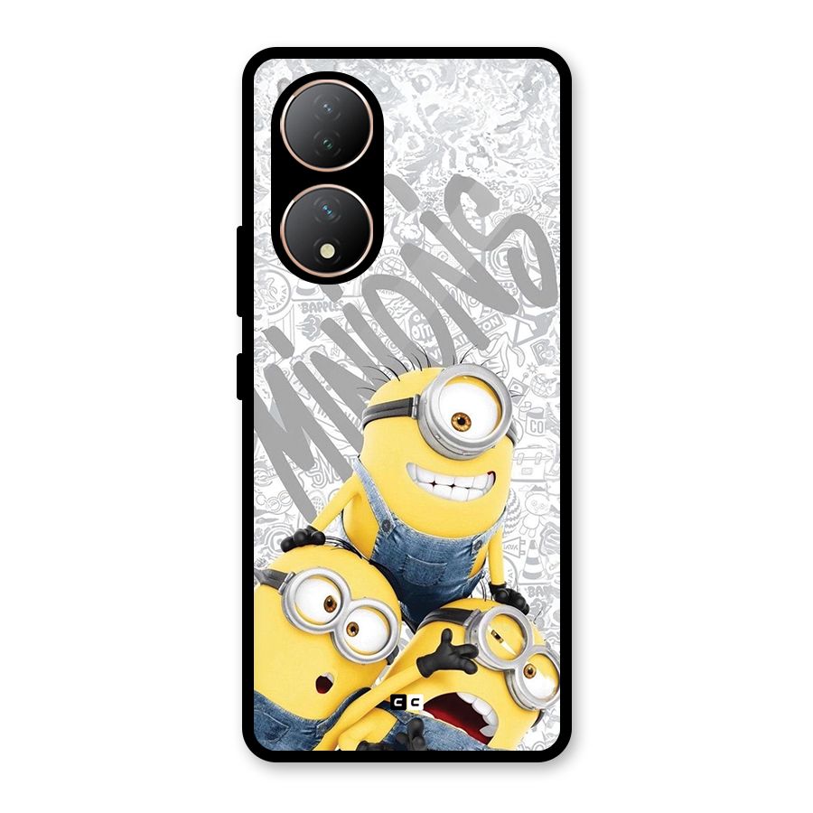 Minions Typo Glass Back Case for Vivo T2