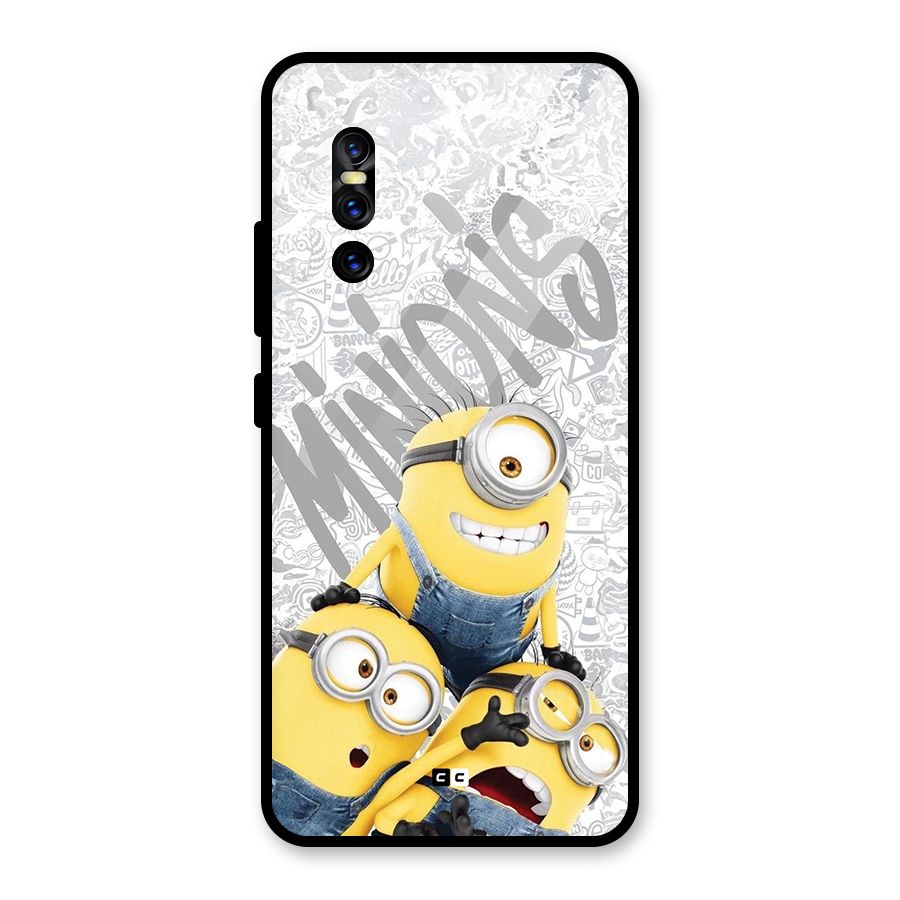 Minions Typo Glass Back Case for Vivo V15 Pro