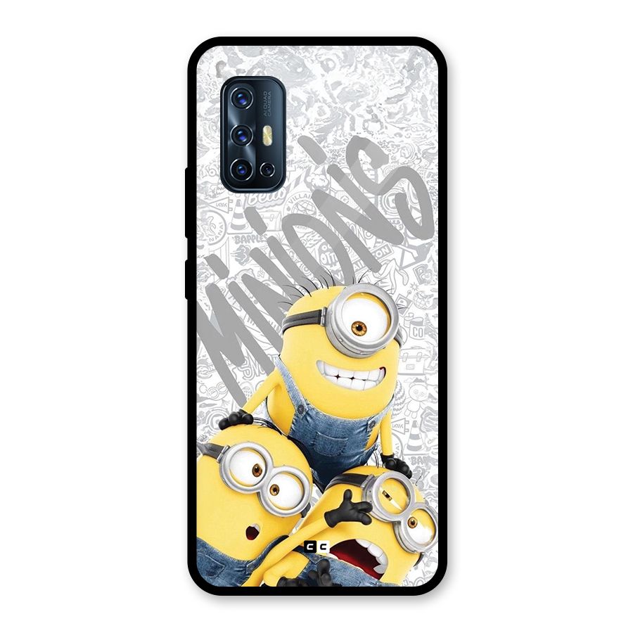 Minions Typo Glass Back Case for Vivo V17
