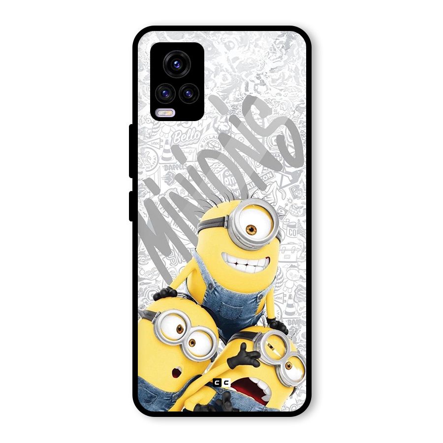 Minions Typo Glass Back Case for Vivo V20 2021