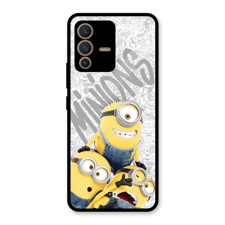 Minions Typo Glass Back Case for Vivo V23 5G