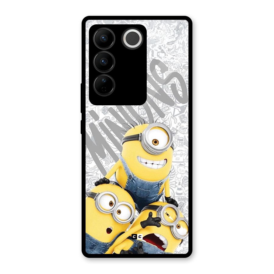 Minions Typo Glass Back Case for Vivo V27 Pro