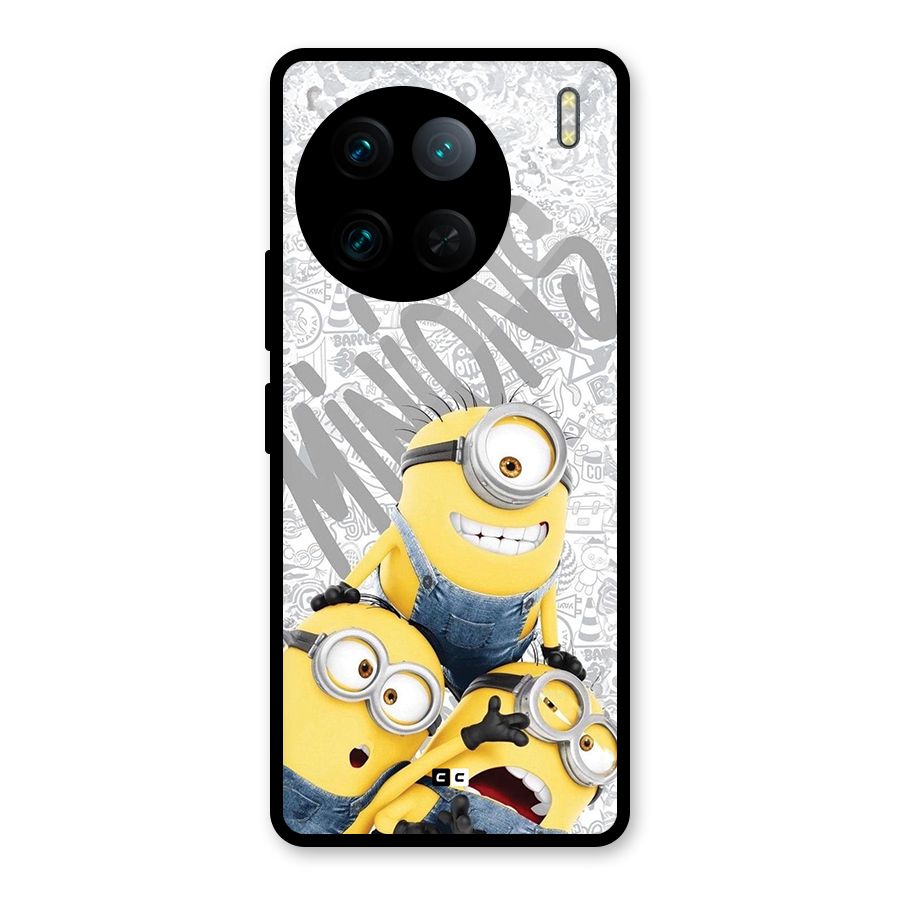 Minions Typo Glass Back Case for Vivo X90 Pro