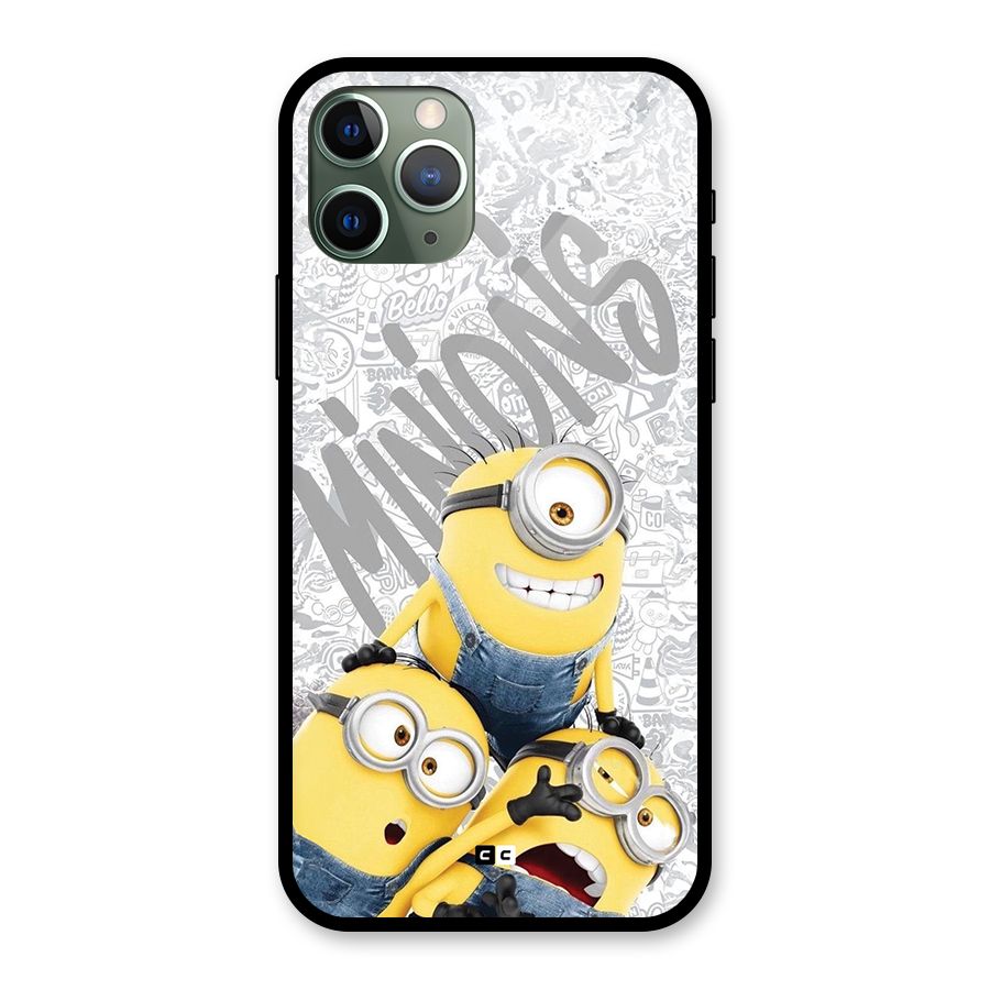 Minions Typo Glass Back Case for iPhone 11 Pro