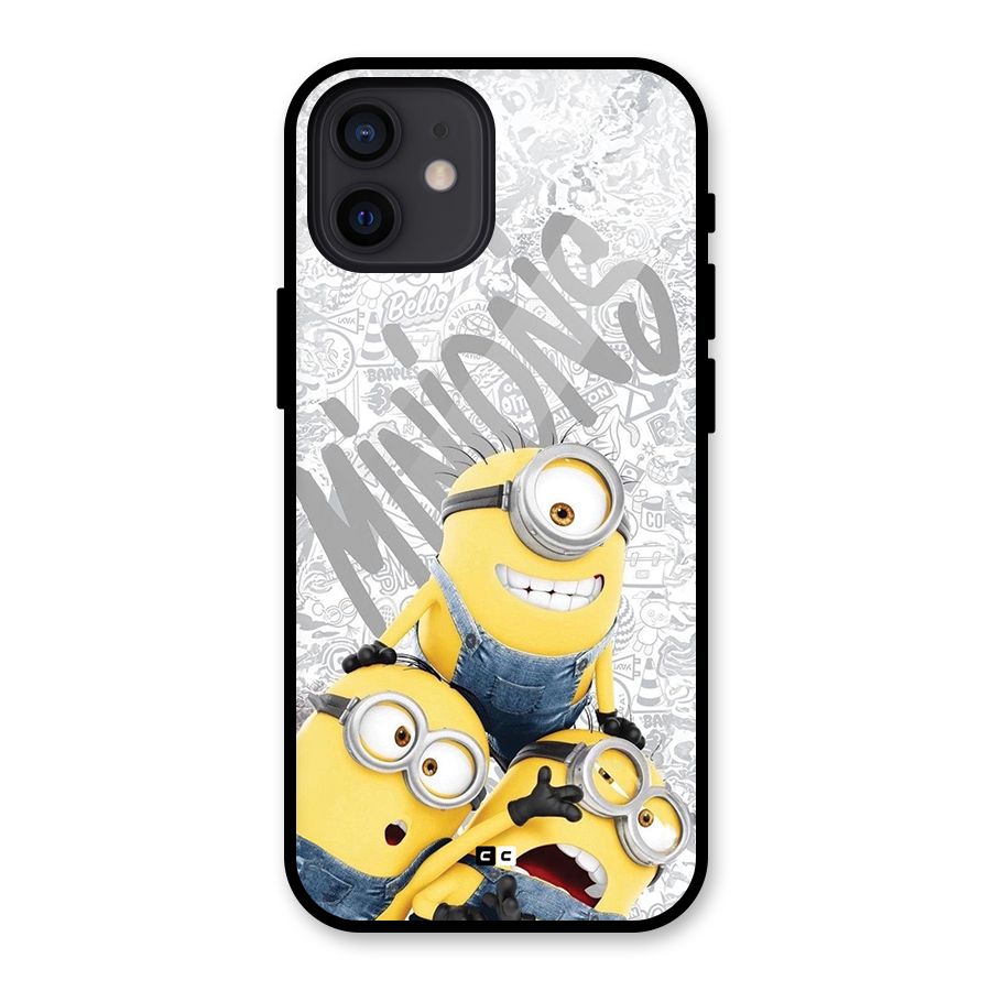 Minions Typo Glass Back Case for iPhone 12