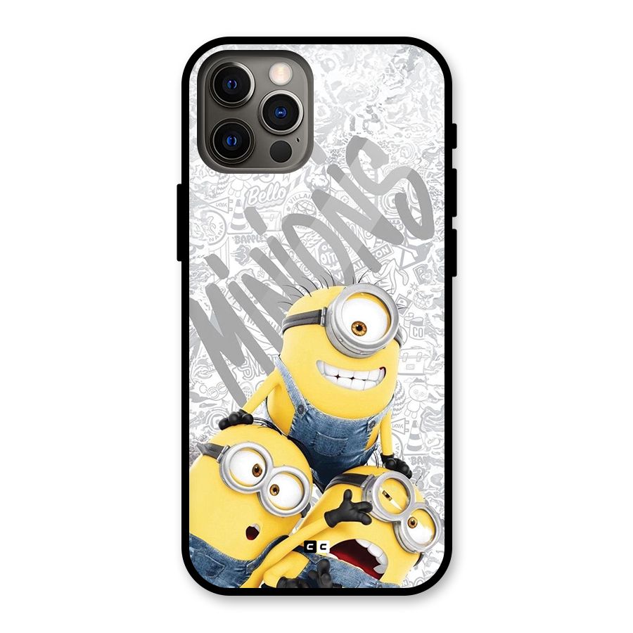 Minions Typo Glass Back Case for iPhone 12 Pro