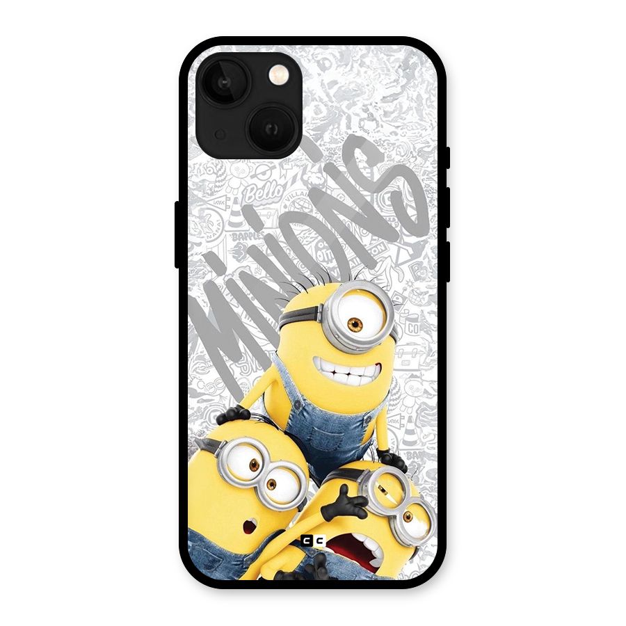 Minions Typo Glass Back Case for iPhone 13
