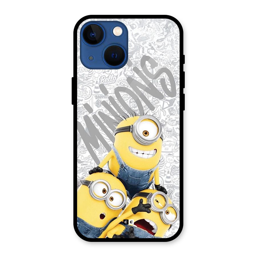 Minions Typo Glass Back Case for iPhone 13 Mini