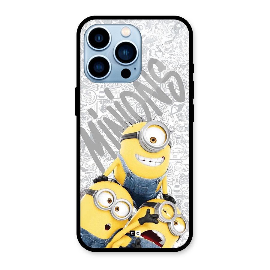 Minions Typo Glass Back Case for iPhone 13 Pro