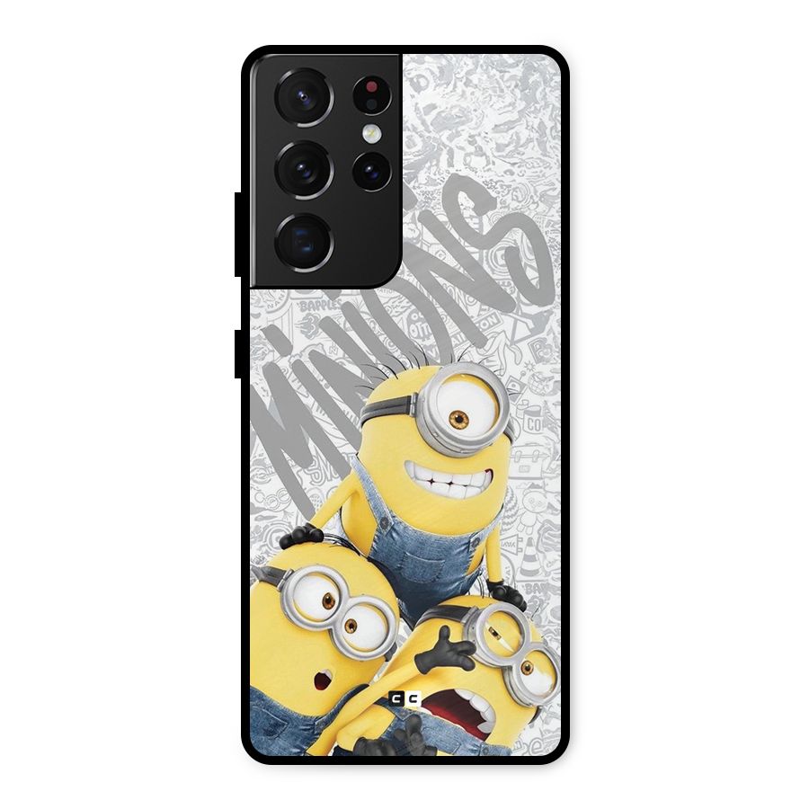 Minions Typo Metal Back Case for Galaxy S21 Ultra 5G