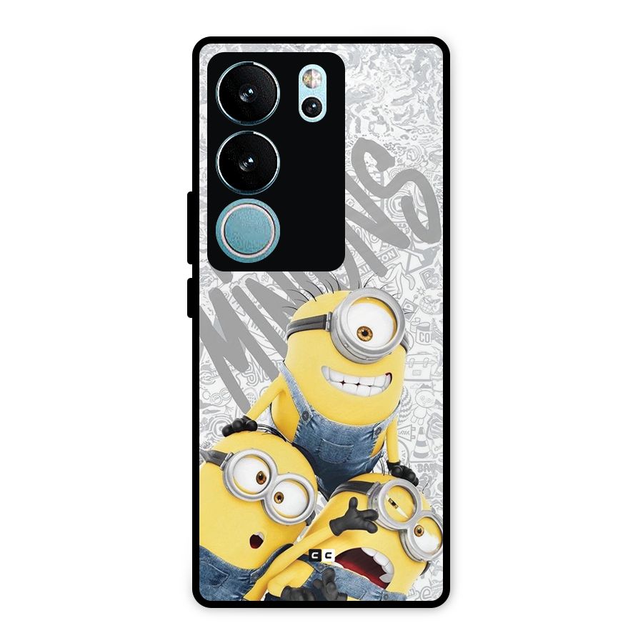 Minions Typo Metal Back Case for Vivo V29 Pro