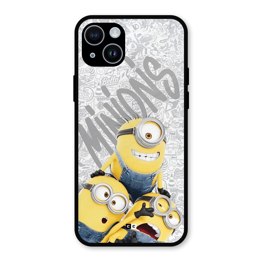 Minions Typo Metal Back Case for iPhone 14