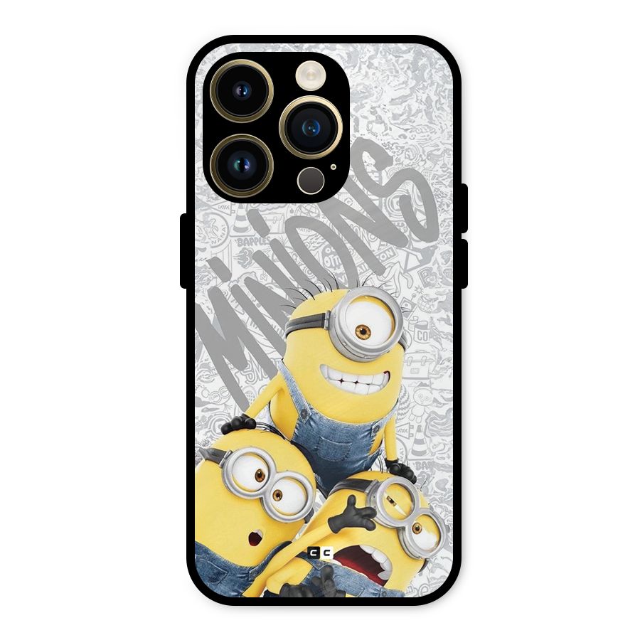 Minions Typo Metal Back Case for iPhone 14 Pro