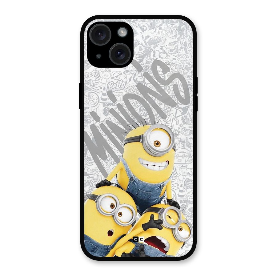 Minions Typo Metal Back Case for iPhone 15 Plus