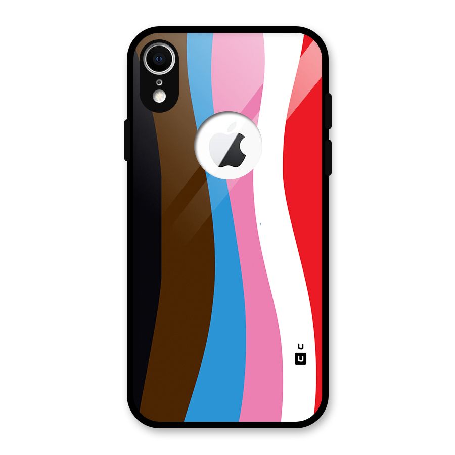 Modern Curves Glass Back Case for iPhone XR Logo Cut