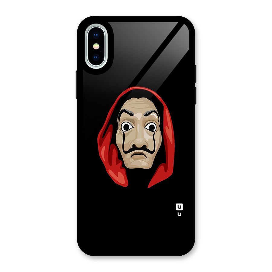 Money Heist Mask Glass Back Case for iPhone XS