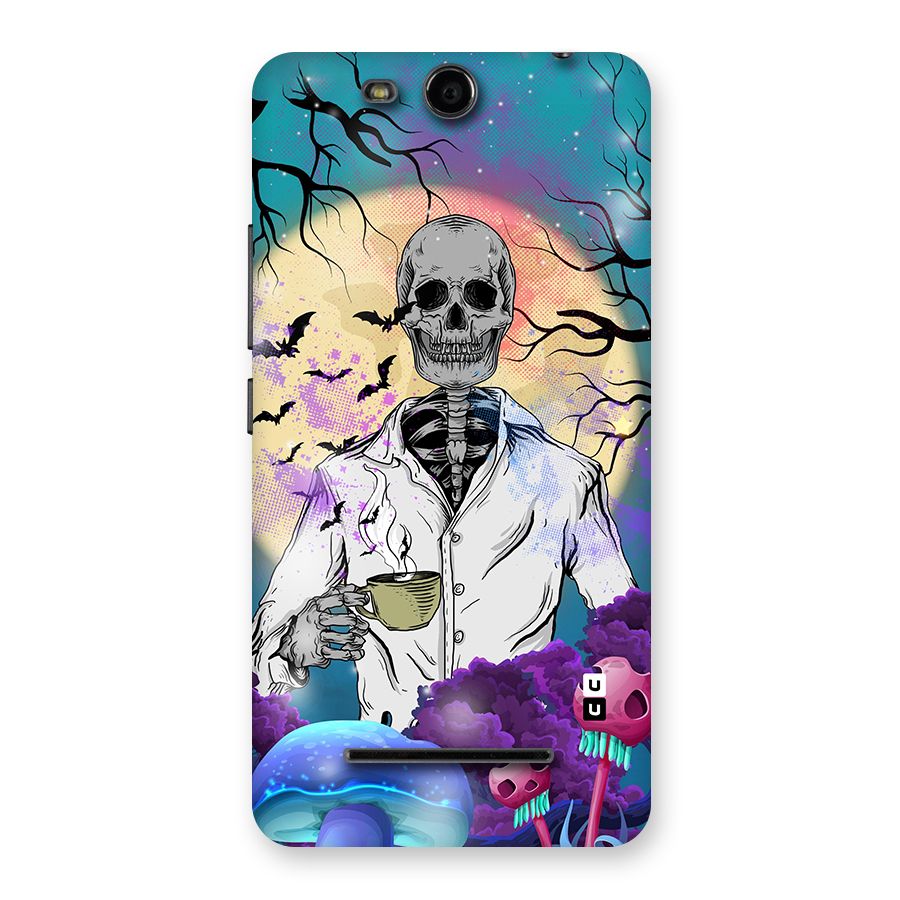 Morning Tea Skull Back Case for Micromax Canvas Juice 3 Q392