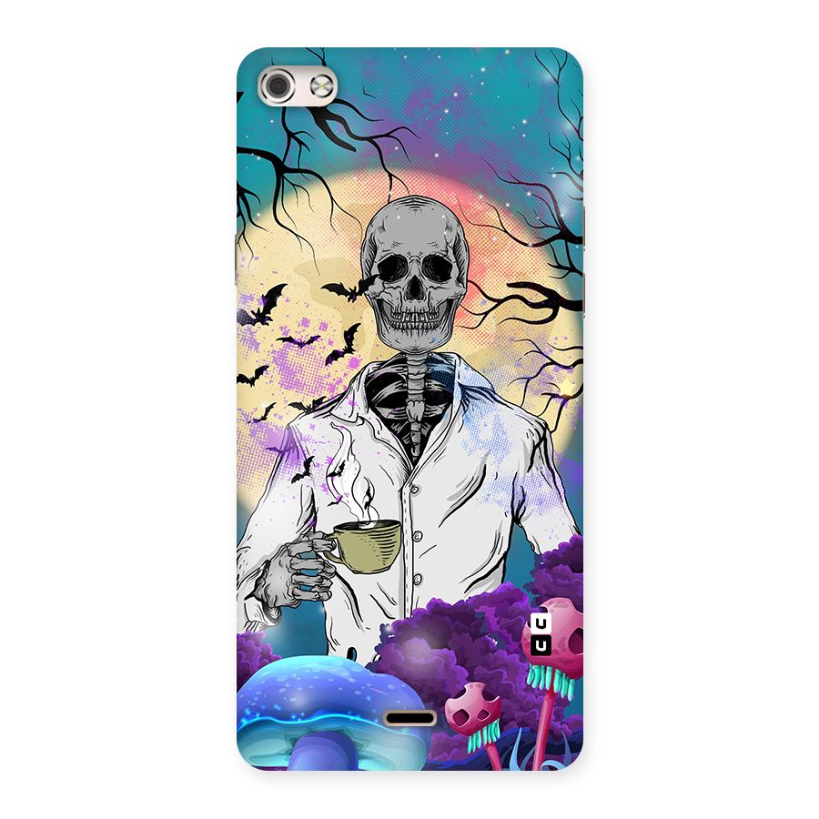 Morning Tea Skull Back Case for Micromax Canvas Silver 5