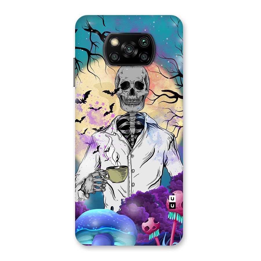 Morning Tea Skull Glass Back Case for Poco X3