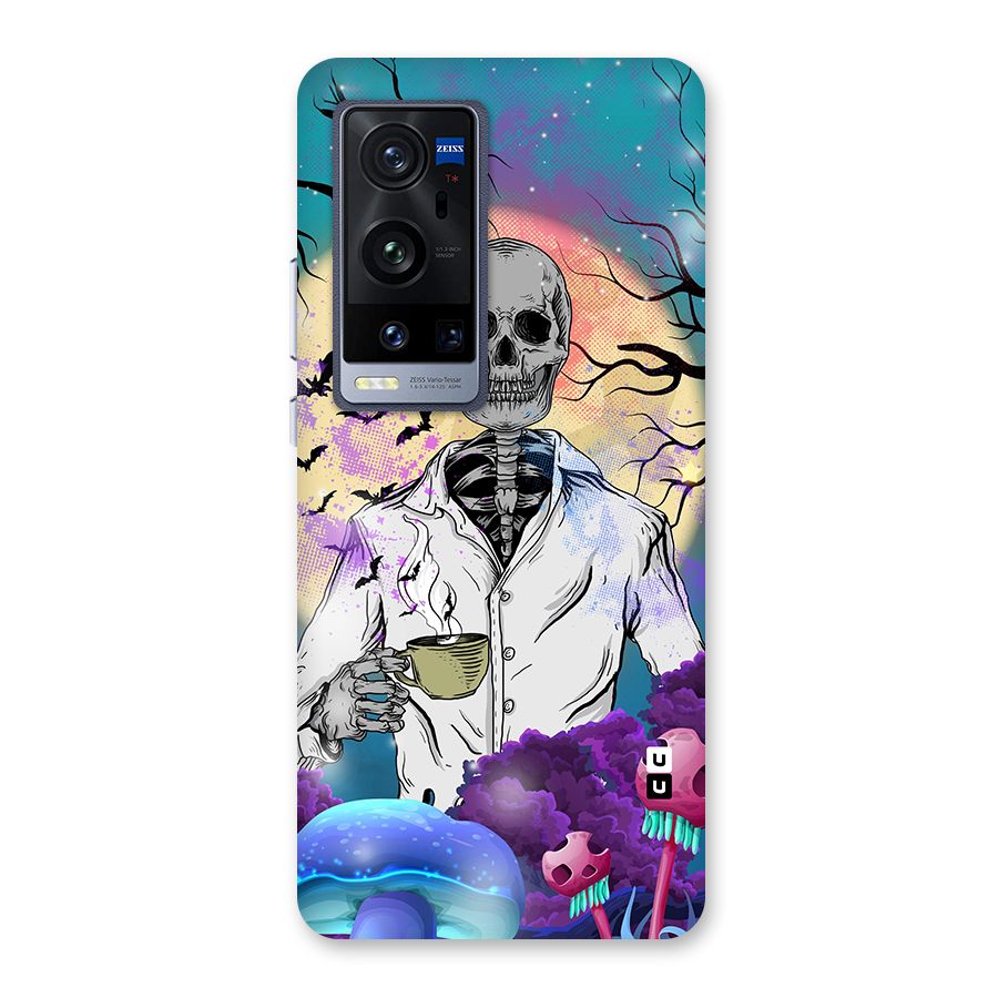 Morning Tea Skull Glass Back Case for Vivo X60 Pro Plus