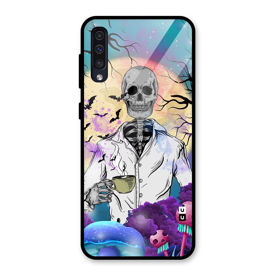 Morning Tea Skull Glass Back Case for Galaxy A50