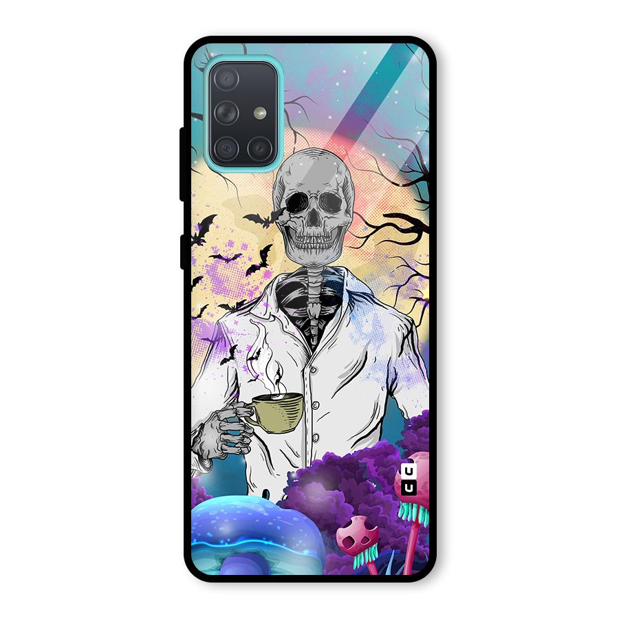 Morning Tea Skull Glass Back Case for Galaxy A71