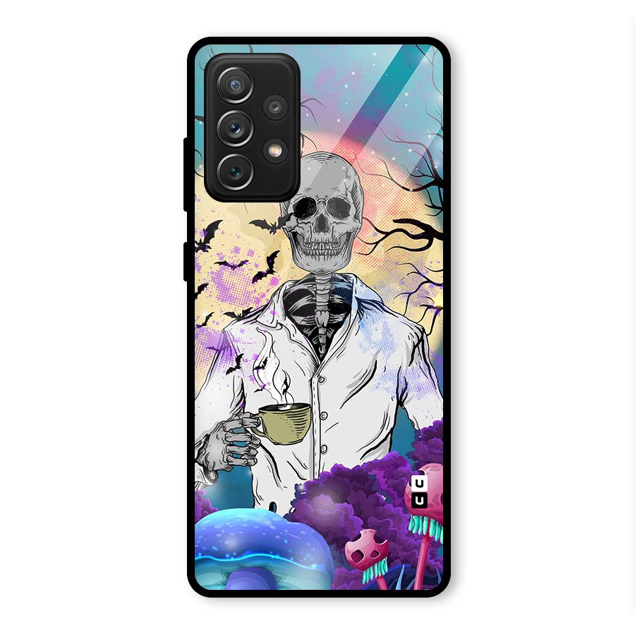 Morning Tea Skull Glass Back Case for Galaxy A72
