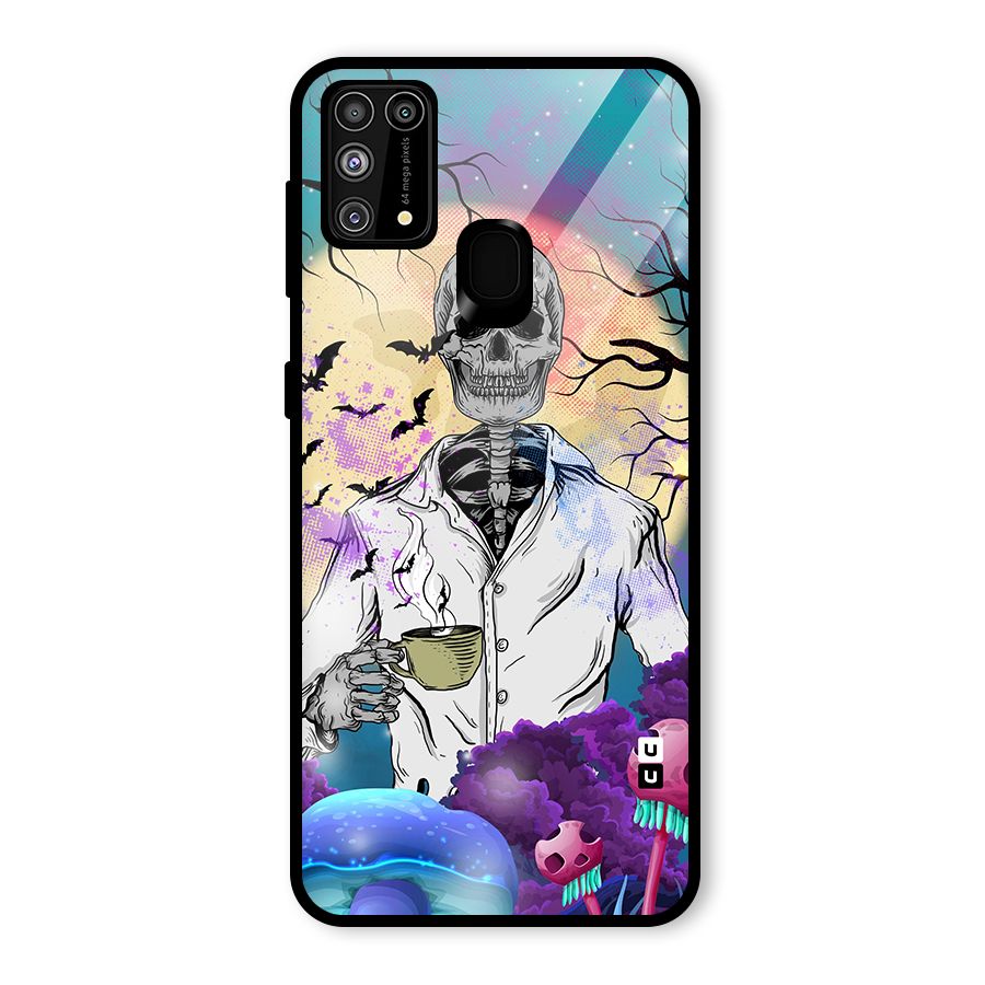 Morning Tea Skull Glass Back Case for Galaxy M31